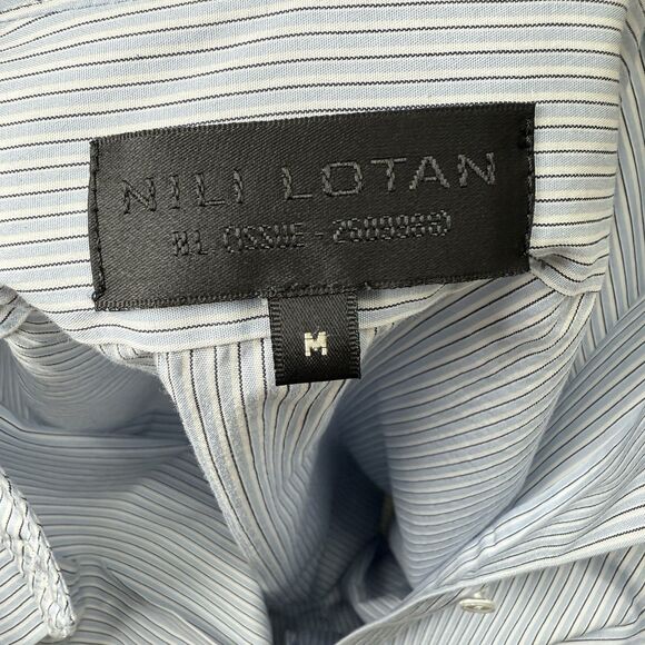 Nili Lotan Button Down Shirt Women Size M Blue Striped Long Sleeve Old Money - Picture 4 of 9
